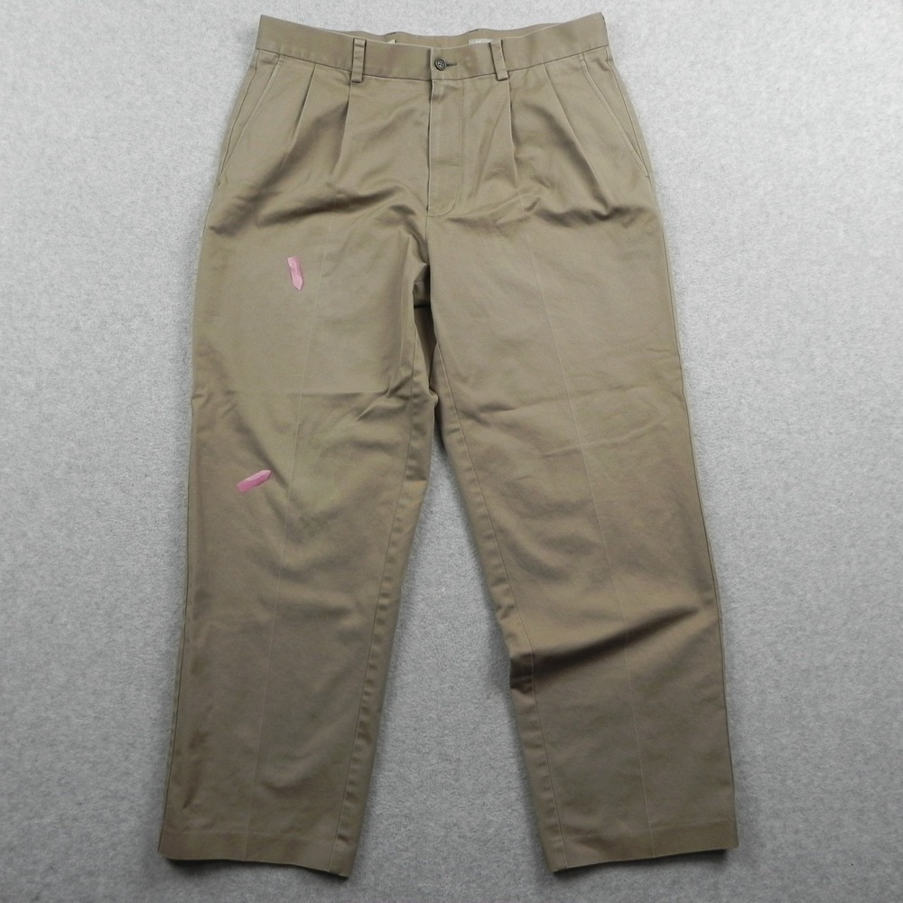 Nordstrom Pants Mens 35x30 Smartcare Wrinkle Free Khaki Stretch Flex Pleated Tan